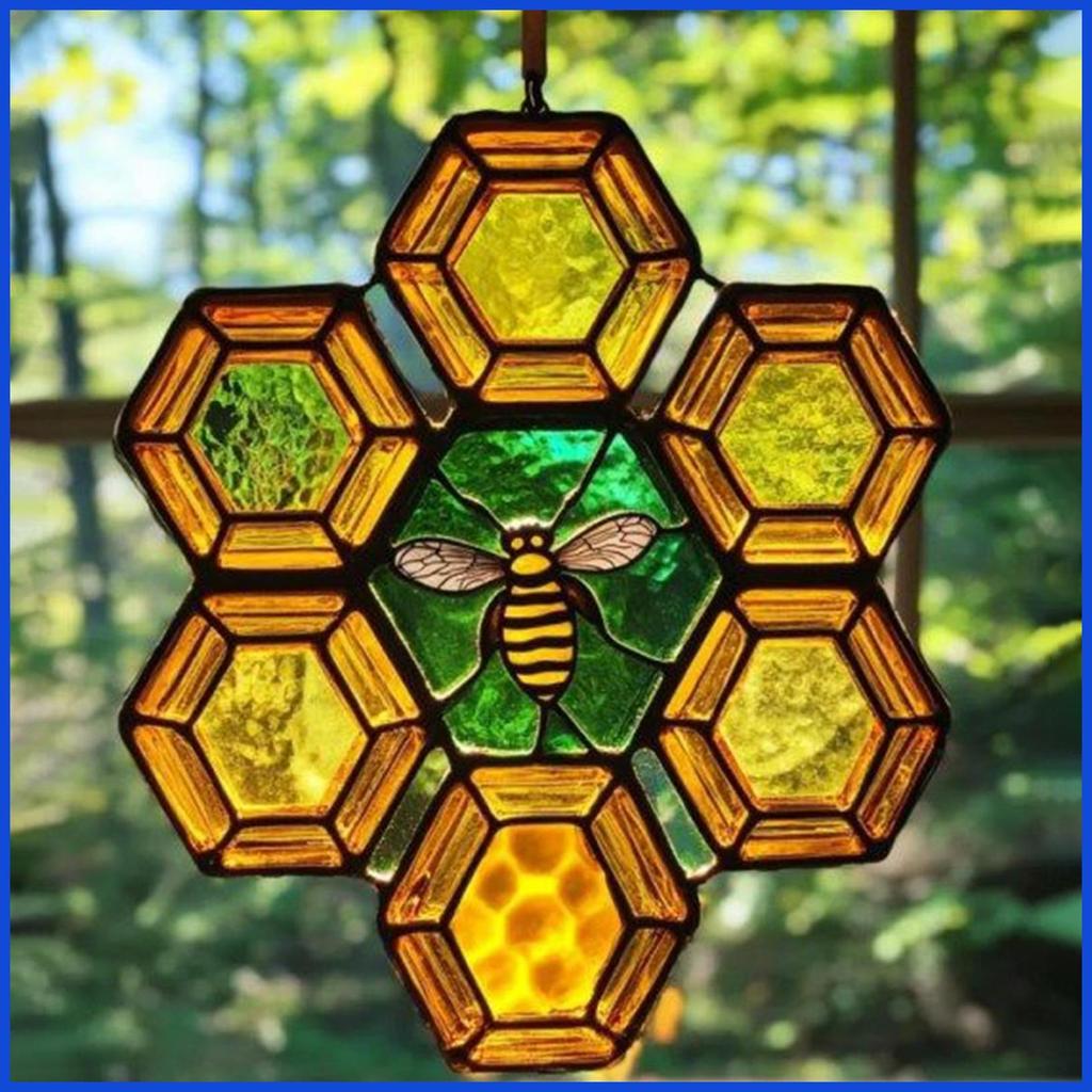 Ong Sun Catcher Acrylic Bee Garden Trang Trí Thiên Nhiên-Cảm Hứng Sun Catcher Trang Trí Tổ Ong Cho N