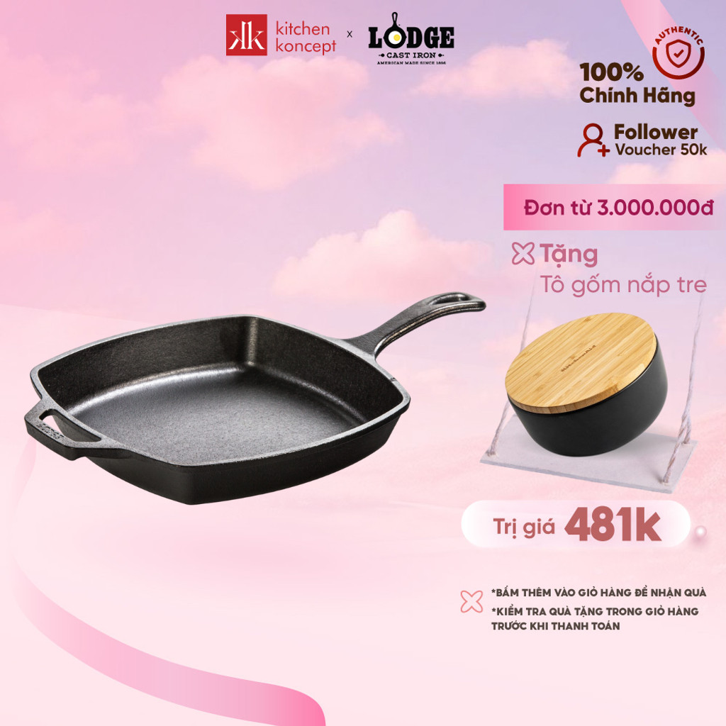Lodge – Chảo gang hình vuông – 26cm