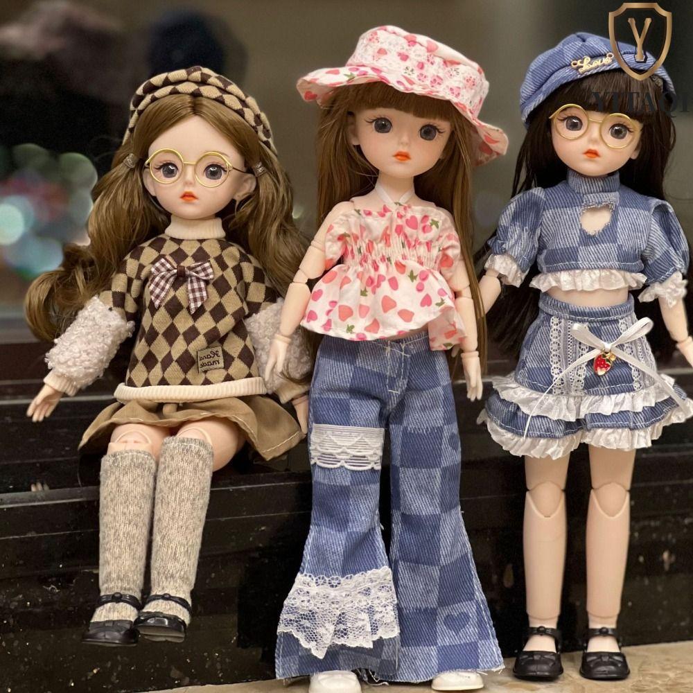 YITAQI Big Eyes Princess BJD Doll, Mini Di Chuyển 30cm Bjd Doll, Hoạt Hình Mặt Tóc Dày Dễ Thương Nhự