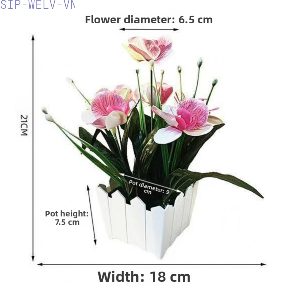 {WELV}Artificial Phalaenopsis Orchid Flower Fake Potted plants for Home Decor