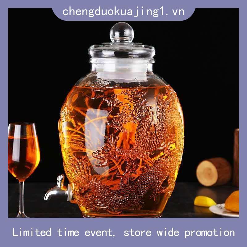 Bình Thuỷ Tinh Ngâm Rượu/ Để Nước Rồng Phụng 6 Lít/ 10 Lít/ 15 Lít