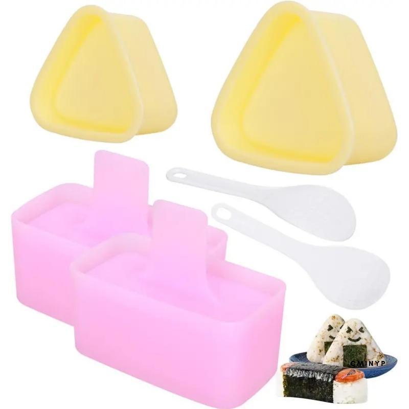 CMinYP Onigiri Khuôn 6 Pa Musubi Press Mold Kit, 2 Musubi Maker, 2 muôi cơm, 2 khuôn cơm hình tam gi