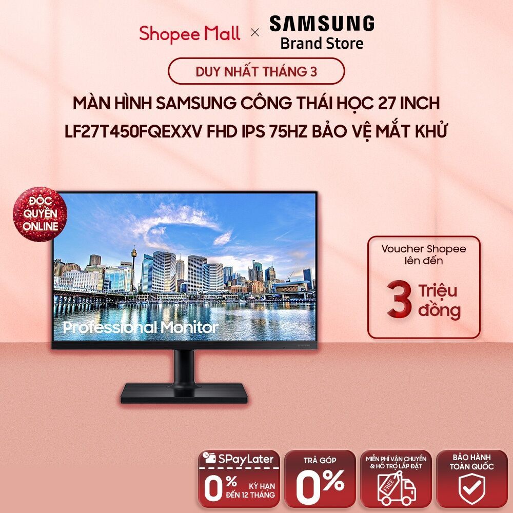 [MIỄN PHÍ VẬN CHUYỂN] Màn hình Samsung công thái học 27 inch LF27T450FQEXXV FHD IPS 75Hz Bảo vệ mắt 