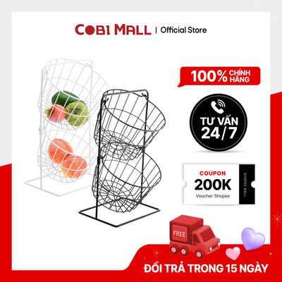 Giỏ kim loại tròn đa năng 2 tầng - Trắng