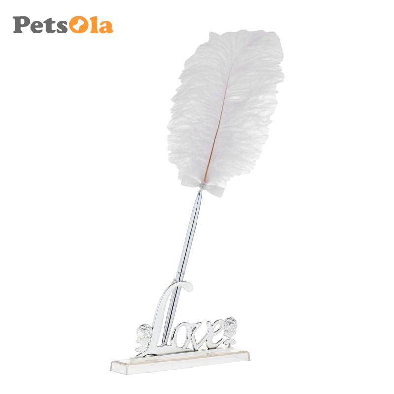 Wedding White Feather Quill Guest Book Signing Pen with Love Holder 1 Cái