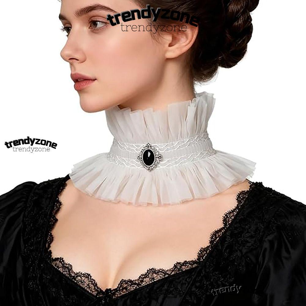 Trendyzona A0 Ren Jabot Cổ Ruffled, Phong Cách Victoria & Gothic, Đen Trắng Cho Hoá Trang Đảng