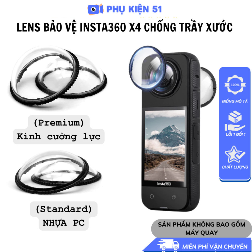 Bảo Vệ Lens Insta360 X4 tháo lắp dễ dàng chống trầy xước bảo vệ camera tốt - OEM