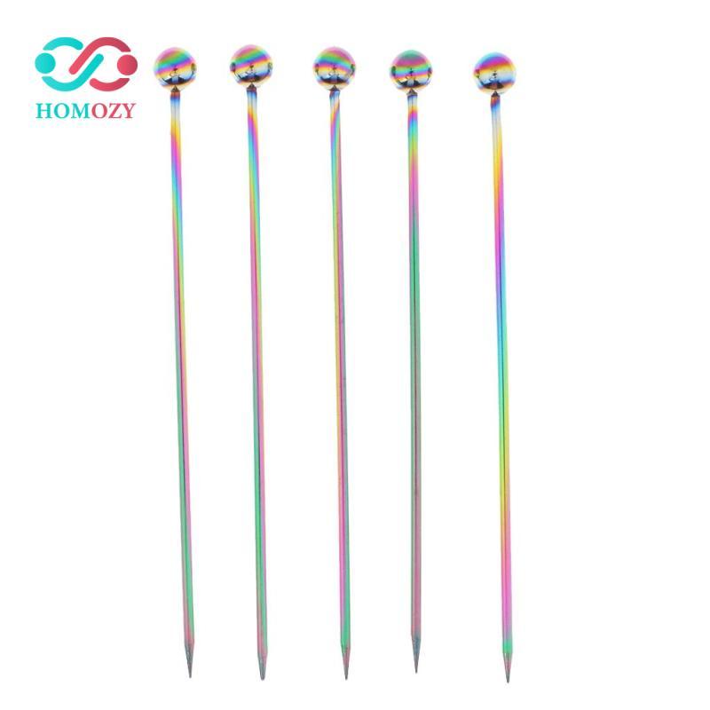 5 Cái / bộ Thép Không Gỉ Cocktail Chọn Cocktail Trái Cây Gậy Thanh Dụng Cụ