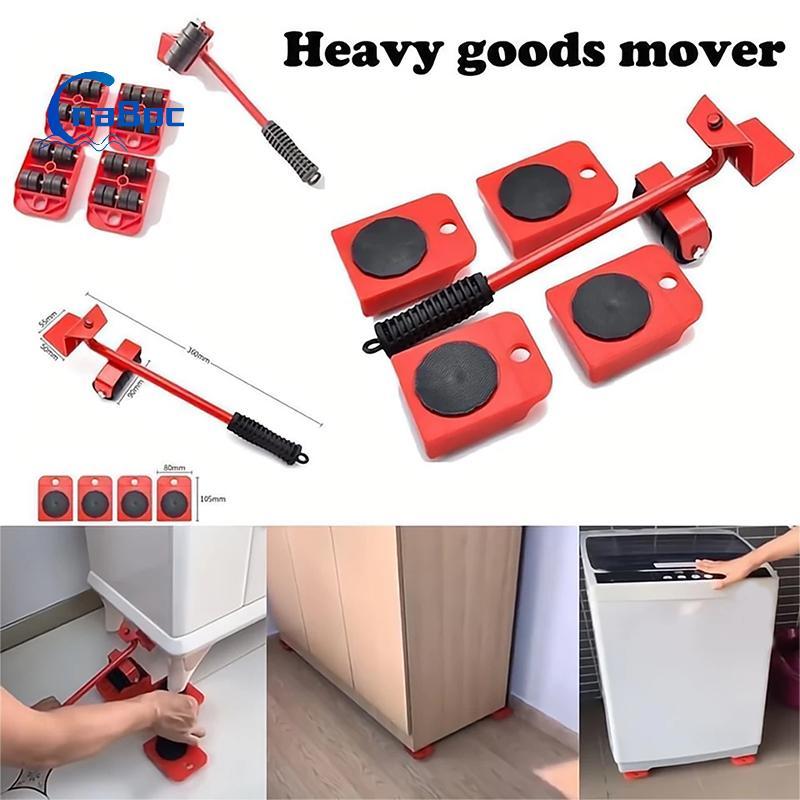 < CnaBpc > Dụng cụ nâng đồ nội thất hạng nặng Bộ đồ nội thất Mover 4 Con lăn di chuyển 1 thanh bánh 