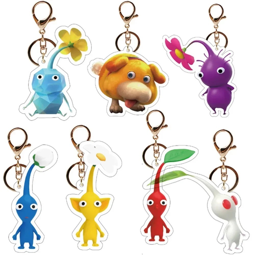 Móc khóa Pikmin Game Nintendo mô hình Ice Pikmin Oatchi mica trong suốt dễ thương trang trí cặp túi 
