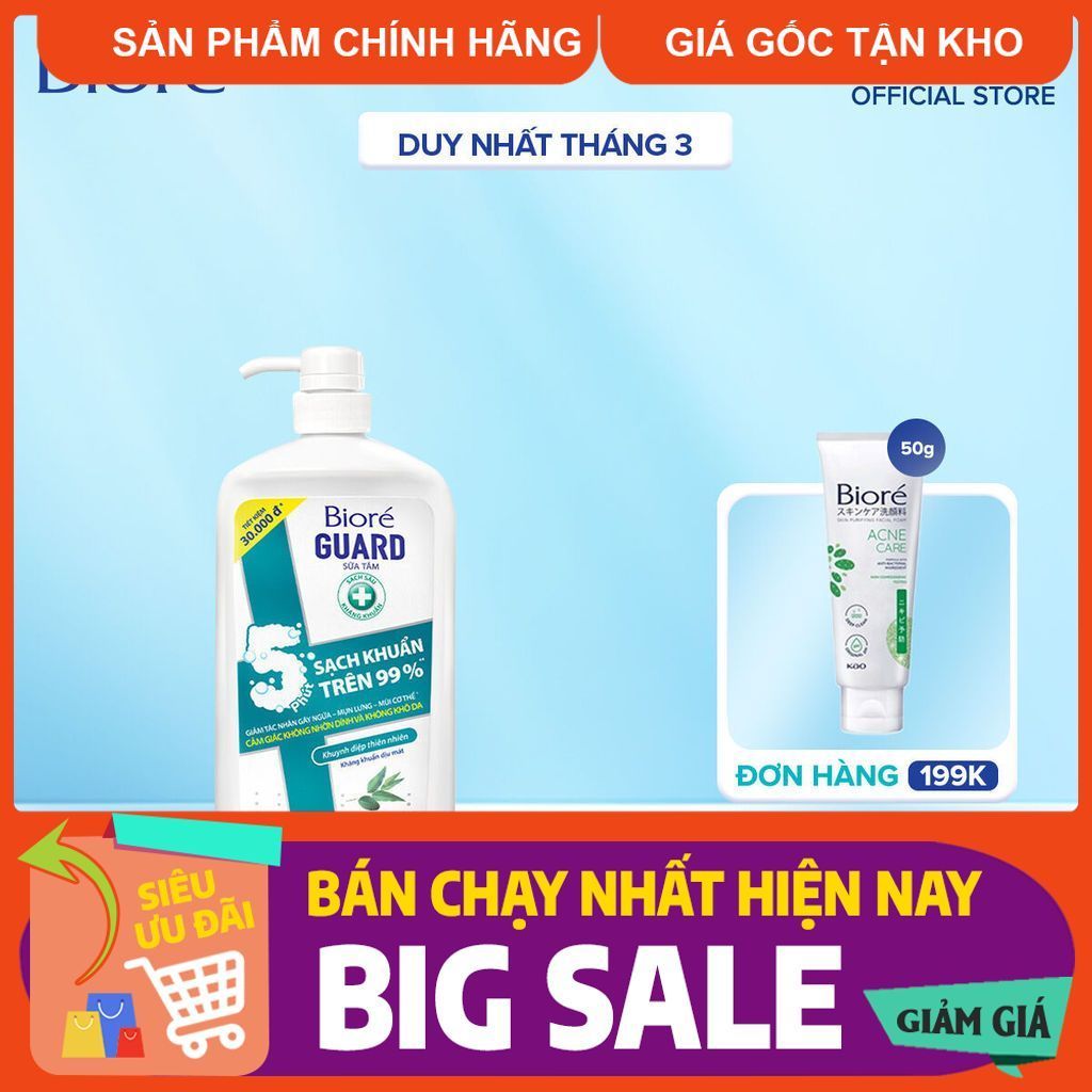 Biore Sữa Tắm Sạch Sâu Kháng Khuẩn - Khuynh Diệp Thiên Nhiên Biore Guard 1.2kg