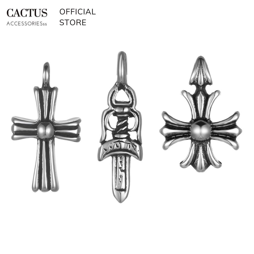 Dây Chuyền Titan Không Gỉ Cactus Accessories Họa Tiết Chữ Thập, Vòng Cổ Nam Kèm Mặt Thiết Kế Unisex