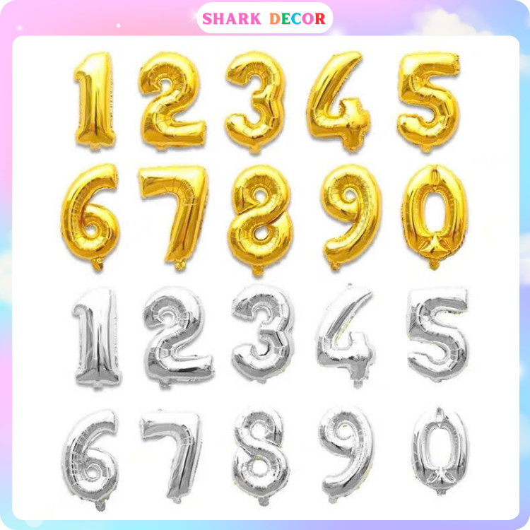 Bóng số 16 inch 40cm ( màu xanh/ vàng/ bạc/ hồng) MT79