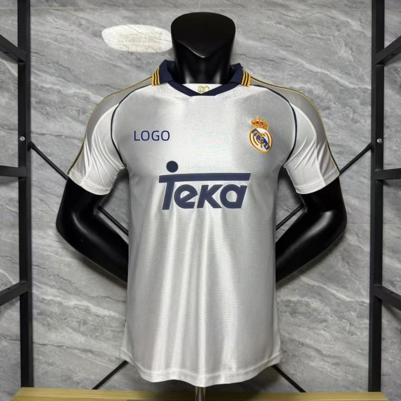 1998 / 00 Real Madrid HomeRetro Edition Áo bóng đá Áo thun nam tay ngắn