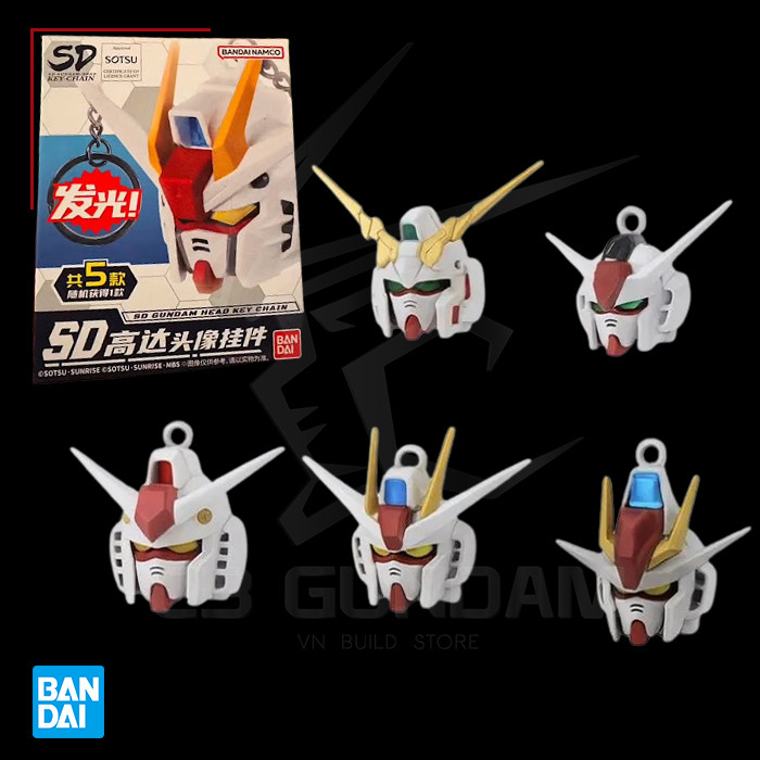 TOPTOY × Bandai Hộp Mù Ngẫu Nhiên Móc Khóa SD Gundam Light‑Up Head Keychain Blind Box C3 GUNDAM