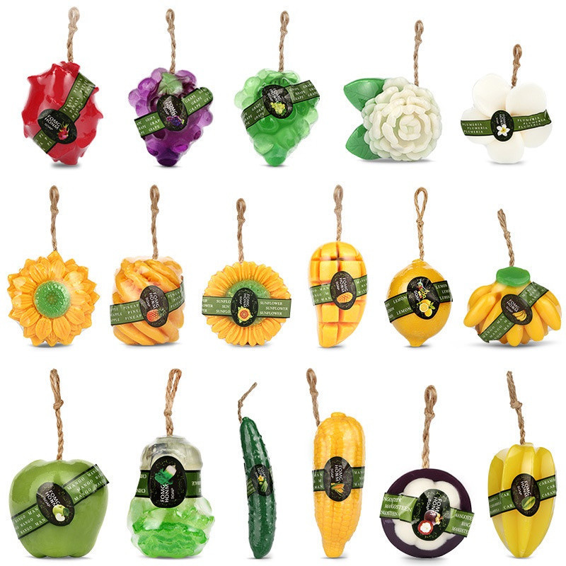 [Same Style]Thai Fruit Soap Gift Set Egg Flower Mango Handmade Soap Factory Children's Bath Soap Aro