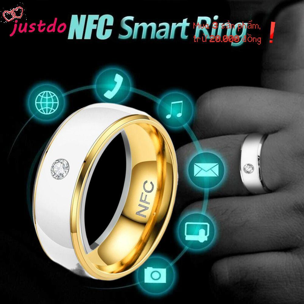 Nhẫn thông minh JUSTODO NFC, Nhẫn kỹ thuật số ngón tay bằng thép không gỉ kết nối có thể đeo được, T