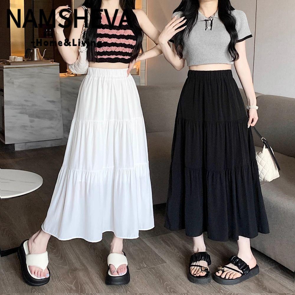 Váy dài NAMSHEVA maxi xếp tầng eo co giãn, style boho cổ điển, dành cho bé gái