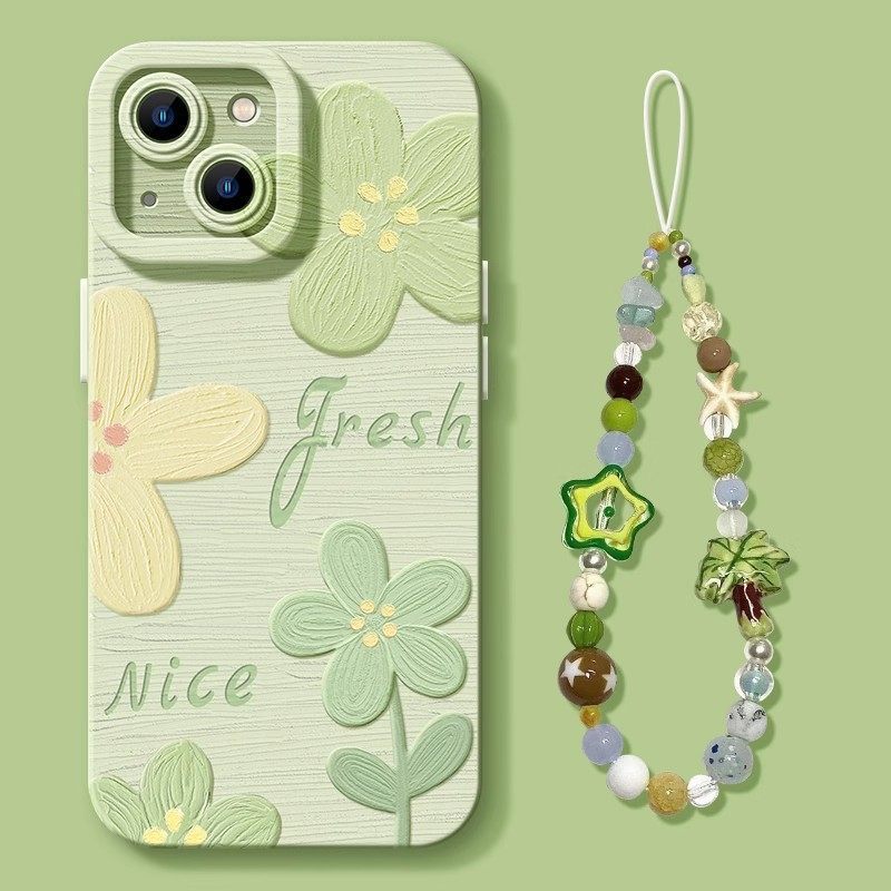 Tranh Sơn Dầu Hoa Thích Hợp Cho Apple 17max Silicone 16promax Mềm 15 Dây Treo 14 Đơn Giản 13iphone V