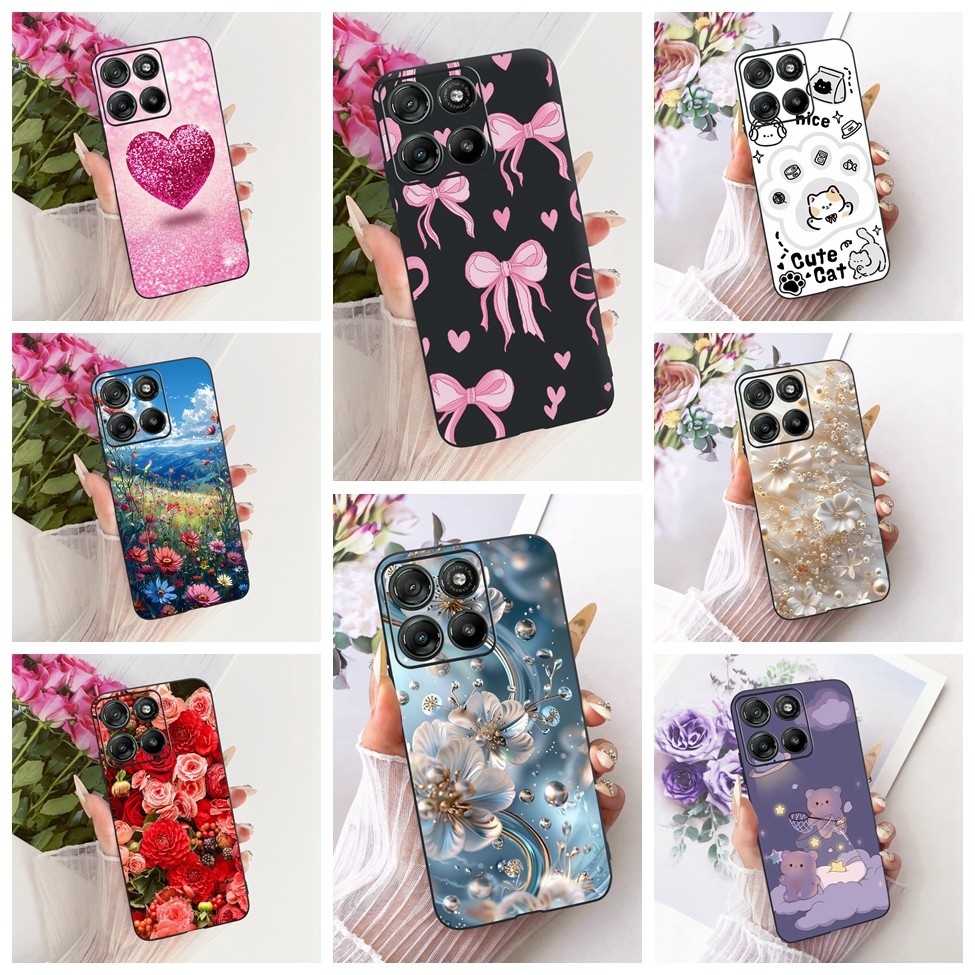 Ốp lưng Motorola Moto G77 Cover XT2621-4 Mèo Dễ Thương Thời Trang Bướm Sơn Sang Trọng Màu Đen Vỏ Sil