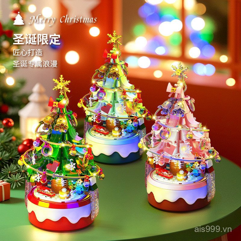 QG8T [Cash commodity and quick delivery]Lele Brothers8756Christmas Tree Rotating Music Box Children'