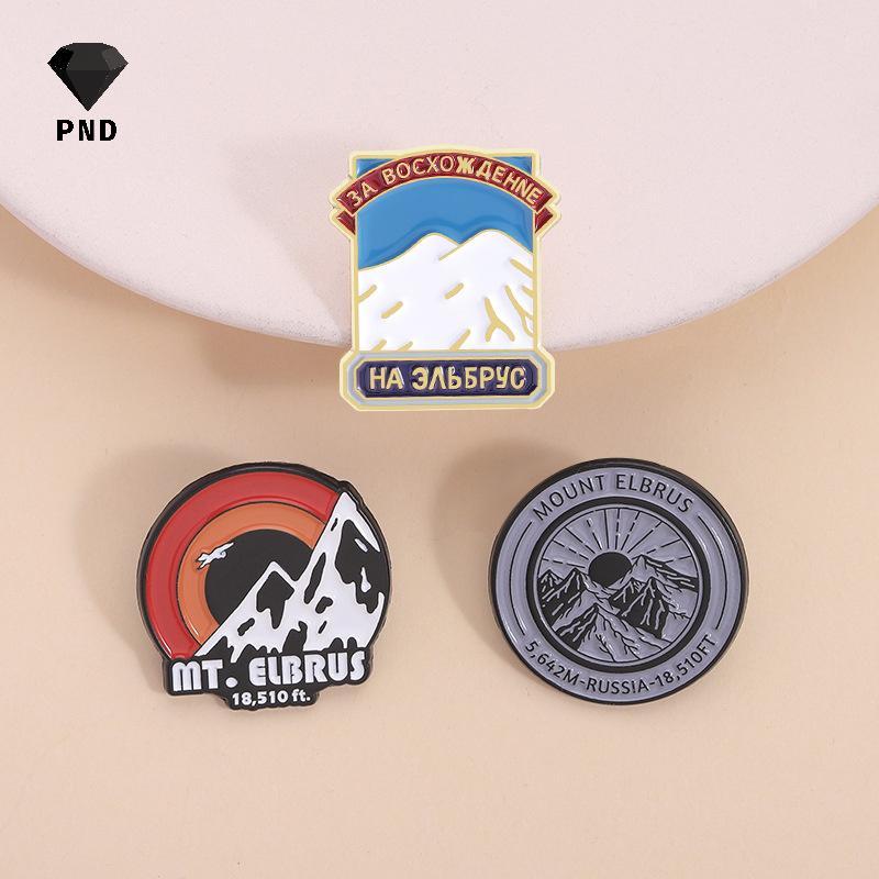 PND Nga Elbrus Gắn Men Chân Phong Cảnh Tự Nhiên Bình Minh Tuyết Núi Thổ Cẩm Bapa Ve Áo Huy Hiệu Du L