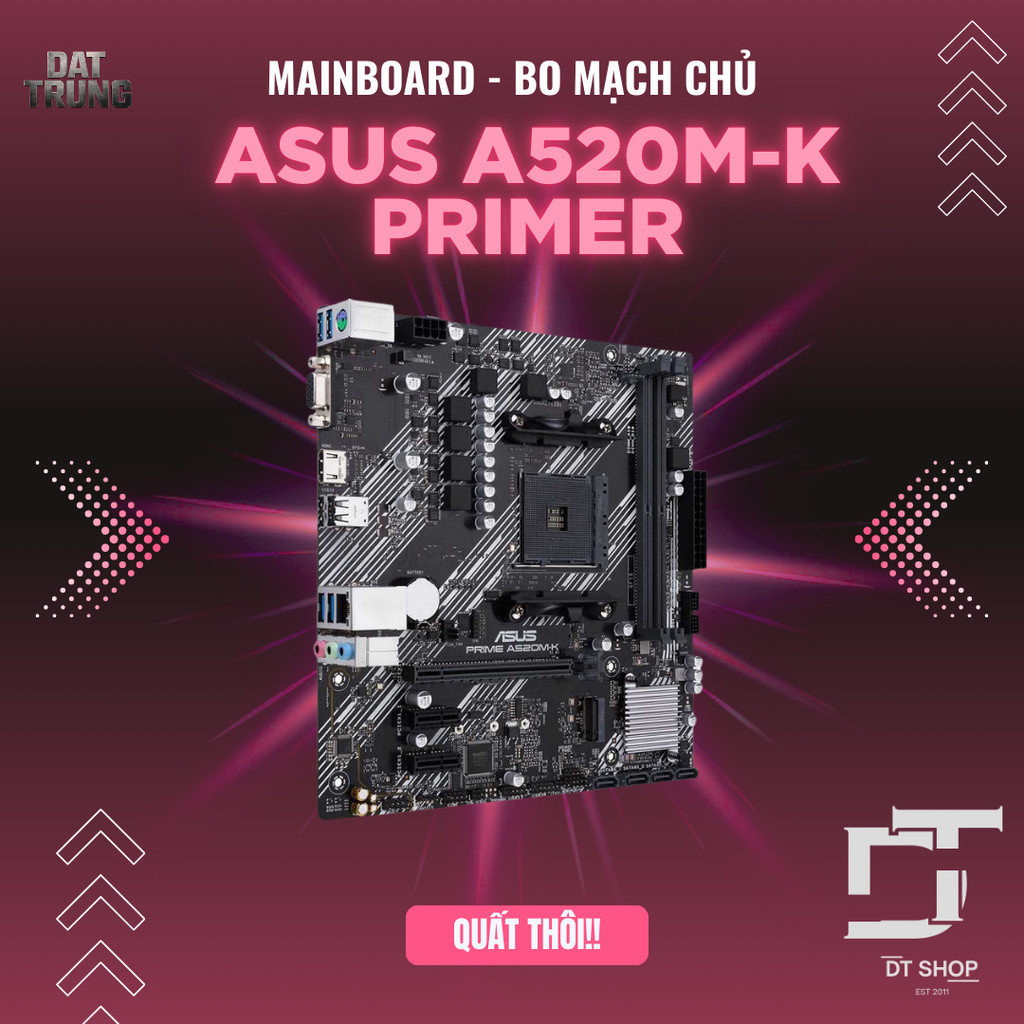 Mainboard ASUS PRIME A520M-K | Socket AM4 | Hỗ Trợ Ryzen 3000/4000G/5000 | M-ATX | Chính Hãng FULL N