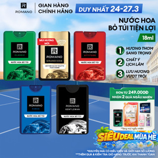 Nước hoa nam bỏ túi Romano hương Attitude/Classic/Force/Gentleman/Grandiose 18ml/chai - 4 mùi hương có sẵn