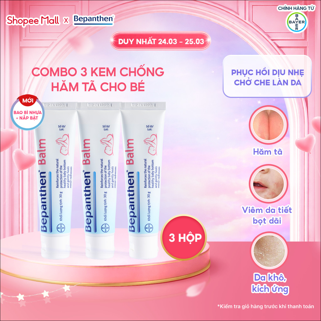 Combo 3 Kem Chống Hăm BEPANTHEN Balm Dạng Kem Mỡ Tuýp 30G x3