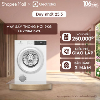 Free giao lắp - Máy sấy thông hơi 9KG Electrolux EDV904H3WC - sấy đảo chiều chống nhăn, diệt khuẩn, bền màu