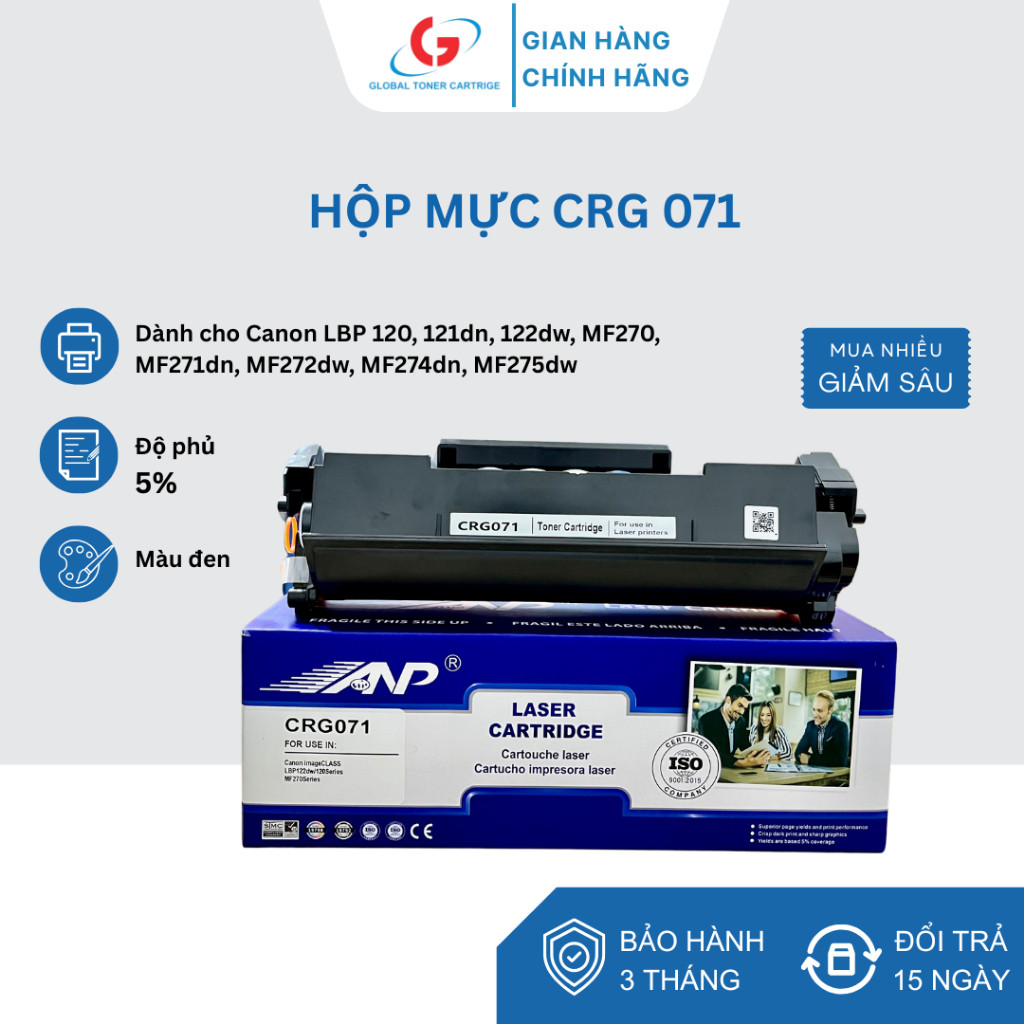 Hộp mực in CRG071 Có chip  - Sẵn Mực, In Sắc Nét, Bền Bỉ, Dễ Dàng Tháo Lắp | MỰC IN ĐỨC QUÝ