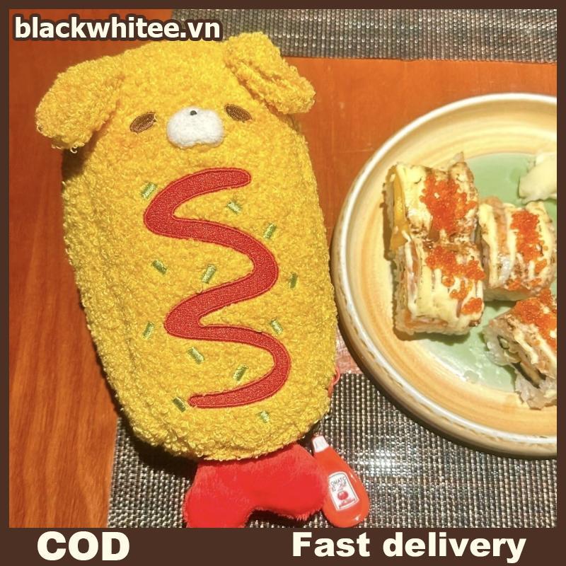 BWHTE Hộp đựng bút chì tôm chiên dung tích lớn cho chó sang trọng Kawaii Túi trang điểm hoạt hình ch