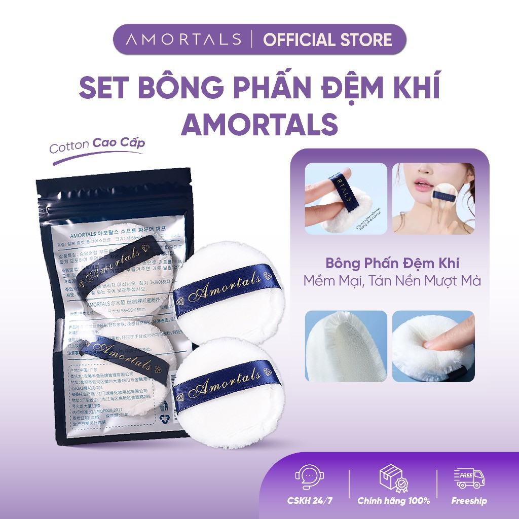 [AMORTALS] Bông phấn Amortals mút trang điểm mềm mịn Cotton cao cấp, đệm Khí, Không Ăn Phấn