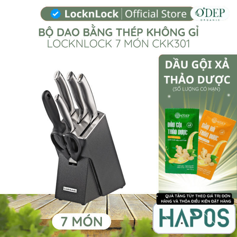 Bộ dao 7 món LocknLock bằng thép không gỉ cao cấp - Đen CKK301 - HAPOS LMK