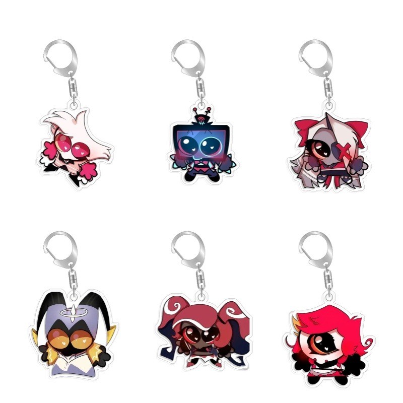 Hazbin Hotel Angel Dust Vox Stolas Alastor Homemade Acrylic Cute Keychain Pendant Bag Charms Game An