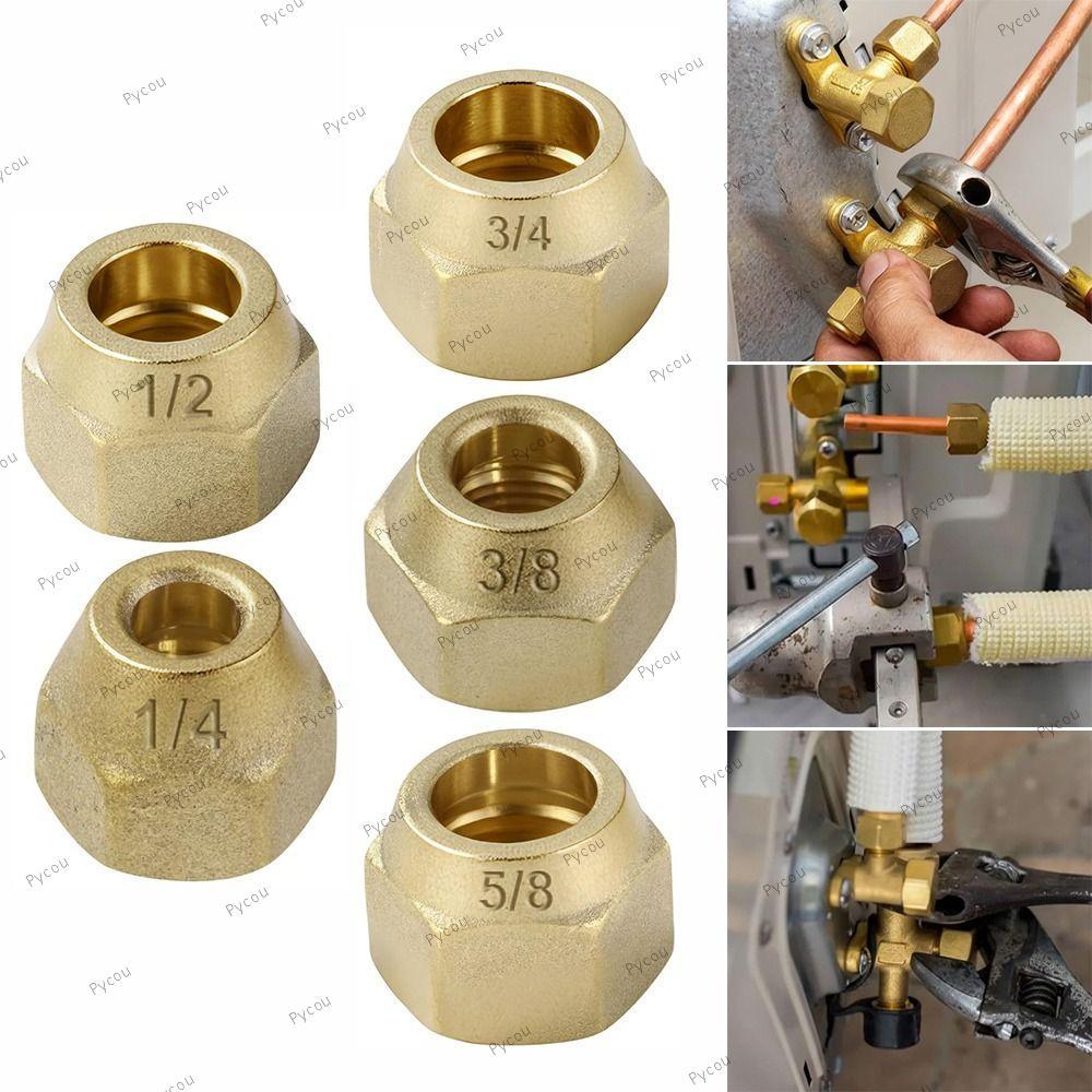 Đai ốc Flare bằng đồng PYCOU, Làm dày 1 / 4 "3 / 8" 1 / 2 "Phụ kiện ống Flare, 5 / 16" 1 / 8 "3 / 4"