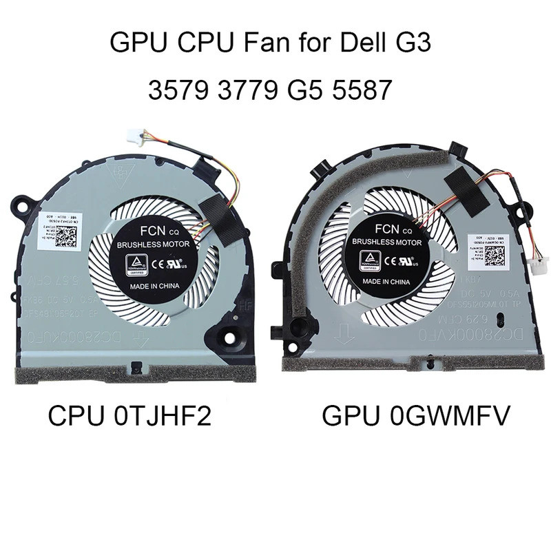 0TJHF2 0GWMFV Máy Tính Xách Tay Quạt Làm Mát Cho Dell G3 3579 3779 G5-5587 15 5587 GPU Quạt Làm Mát 