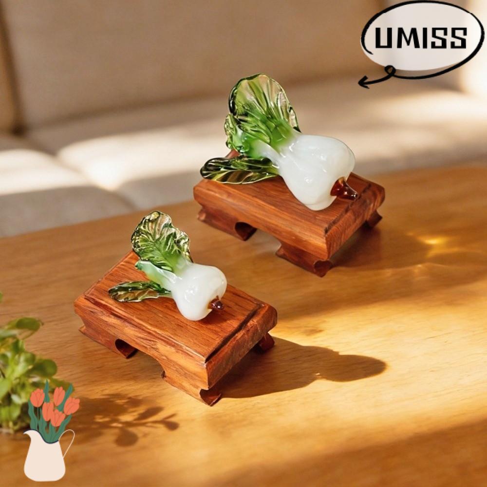 Trang trí bàn làm việc pha lê UMISS, Bok Choy Hình dạng thủy tinh thổi Bok Choy, Thiết kế thịnh vượn
