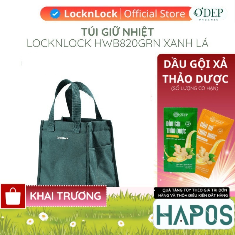 Túi đựng bộ hộp cơm LocknLock Daily Cooler Bag, Hàng Chính Hãng, Màu xanh lá HWB820 HWB820GRN - HAPO