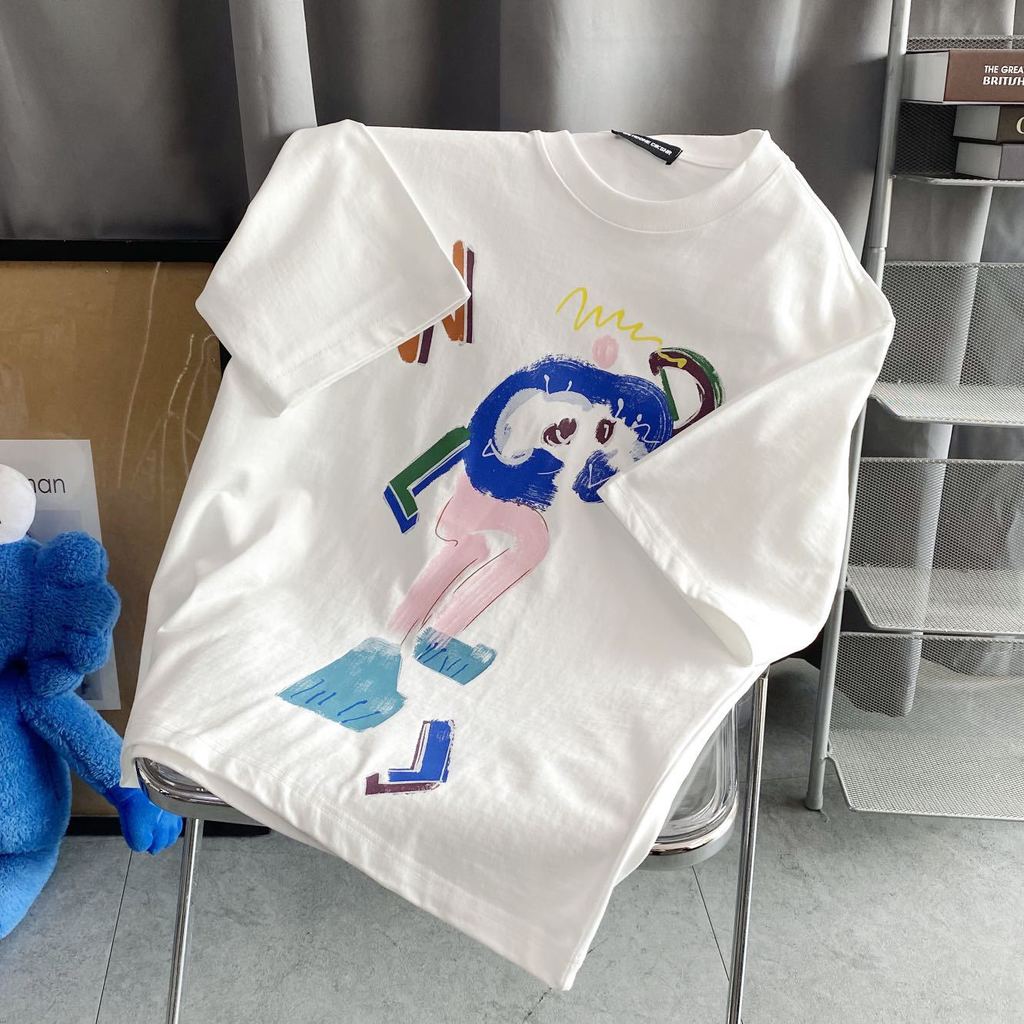 JMFY welldone Loose Fit with Jumping Letter Print T Couple's T-shirt