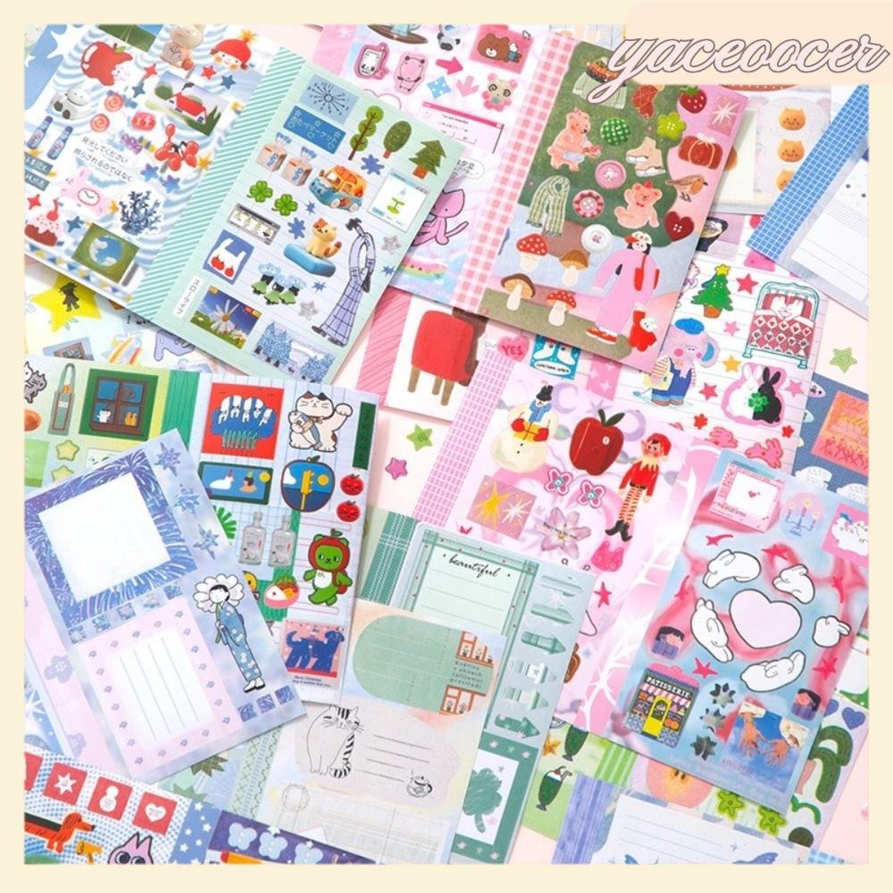 Sách Nhãn Dán YACEOOCER, Nhãn Dán Sổ Lưu Niệm DIY Phong Cách Hàn Quốc, Sáng Tạo 30 Tờ Nhãn Dán Trang