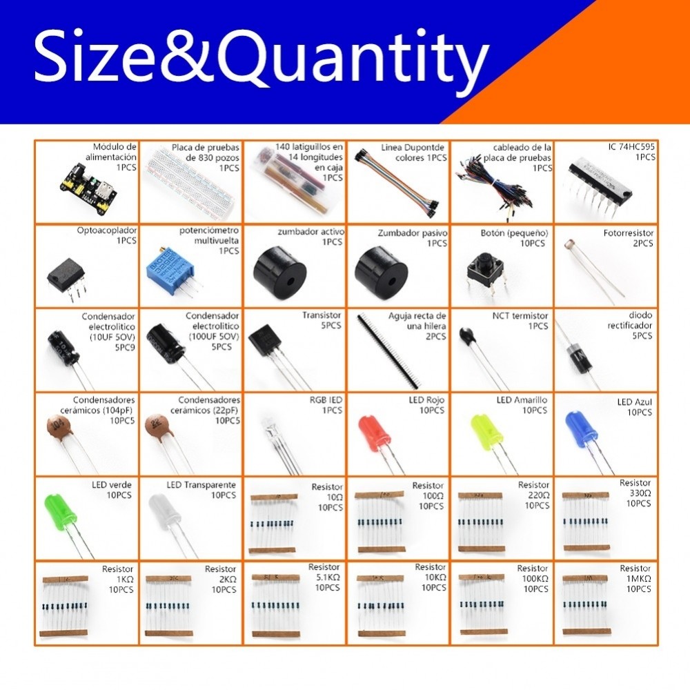830 lỗ Breadboard Photoresistors Điện trở Các loại LED