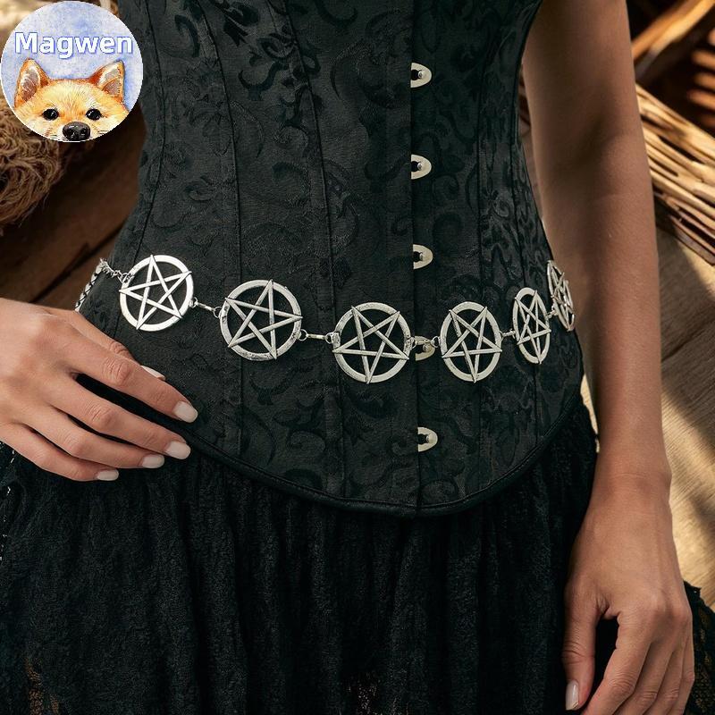 Magwen Dây Đeo Eo Pentagram Gothic Kim Loại, Phụ Kiện Thời Trangpunk Cho Halloween và Quà Tặng