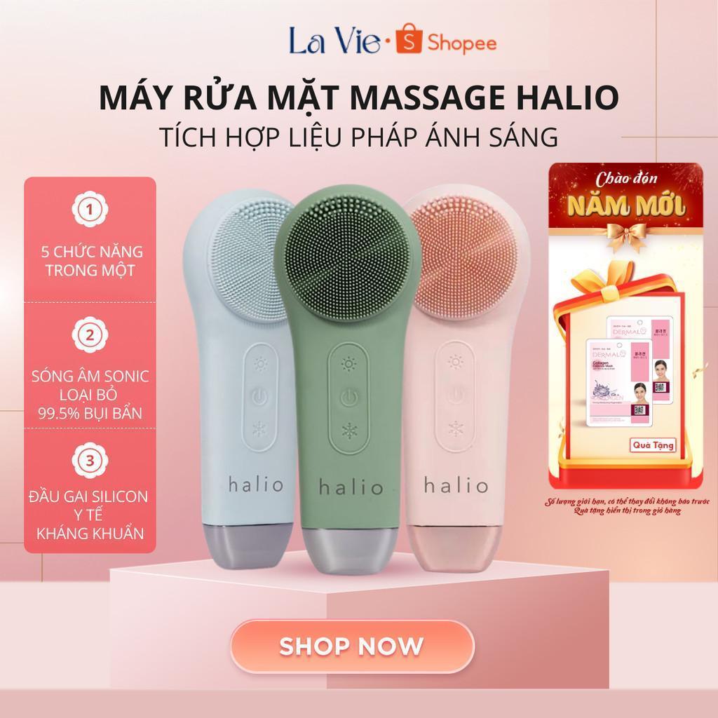 [KÈM ĐẾ] Máy rửa mặt tích hợp ánh sáng và nhiệt Halio, Ice Blue, ánh sáng đỏ/xanh| Bảo hành 12 tháng