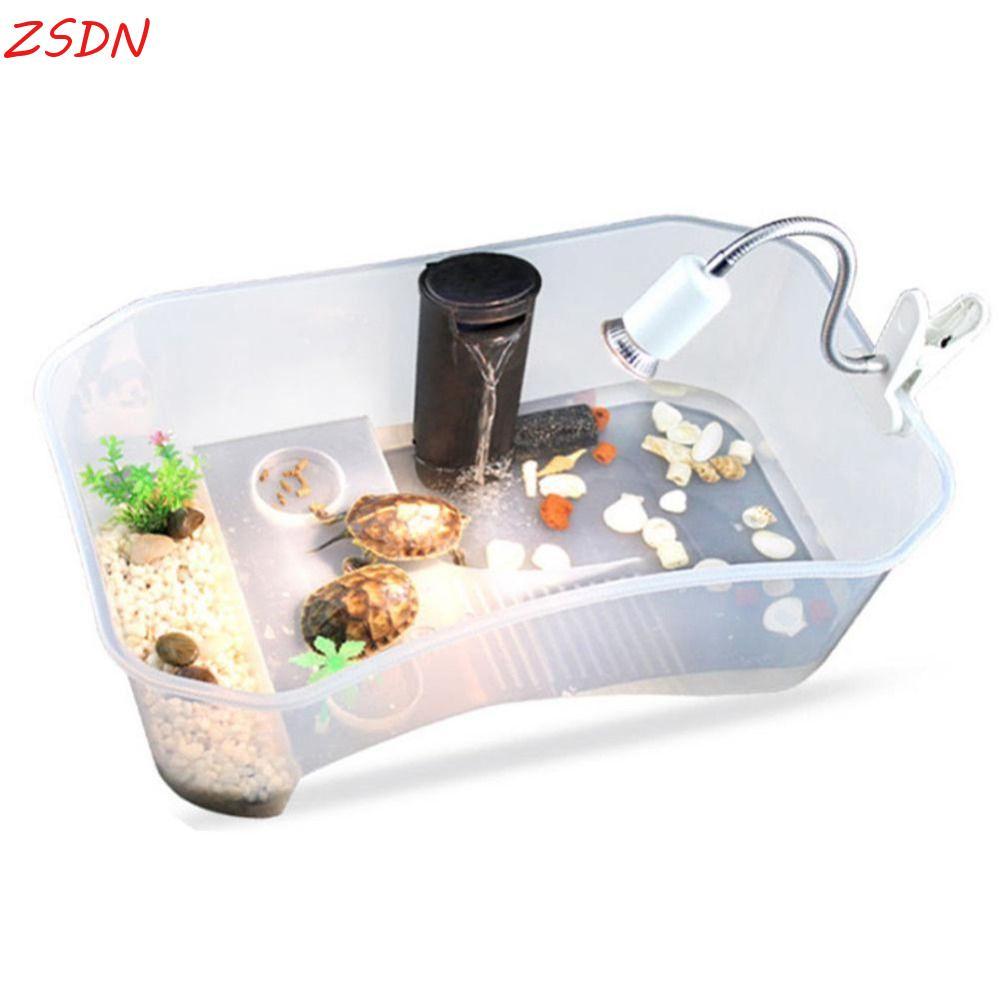 ZSDN Turtle Vivarium Box, Basking Ramp Water Land Dual Use Turtle Aquarium, Rùa Môi Trường Sống Nhựa