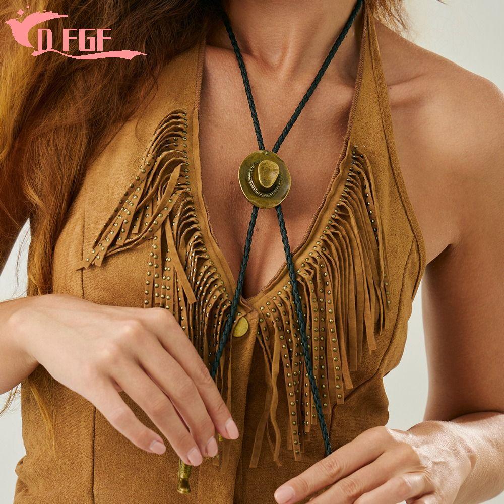 DFGF Cowboy Cap và Mặt Dây Chuyền Vòng Cổ Đồng Boot, Phong Cách Dân Tộc, Phụ Kiện Trang Sức Bạc Cho 