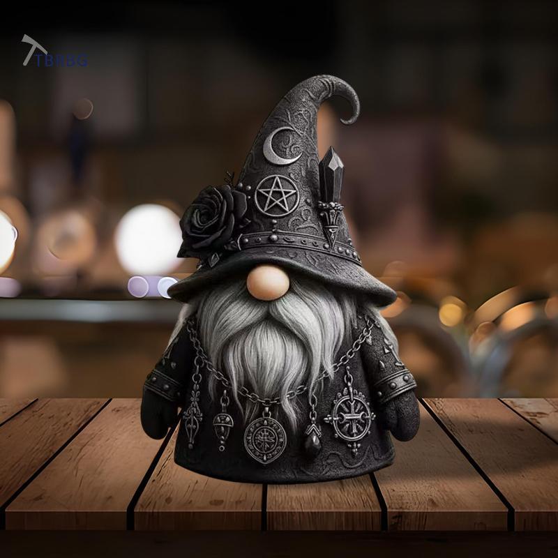 TBSBG Gothic Wizard Gnome Figurine, Gothic Gnomes Collectible Fall Decor, Nhựa Phù Thủy Tượng Cho Tr