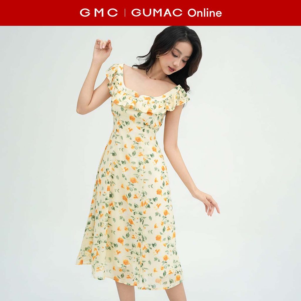 [MUA 2 GIẢM 25K] Đầm nữ A xòe viền bèo thời trang GUMAC DE05034