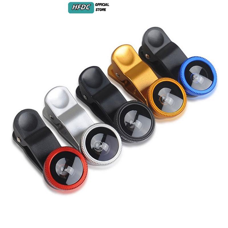 HFDC 3In1 Ống Kính Điện Thoại Chung Camera Cho Điện Thoại Thông Minh Góc Rộng Ống Kính Mắt Cá Và Kẹp