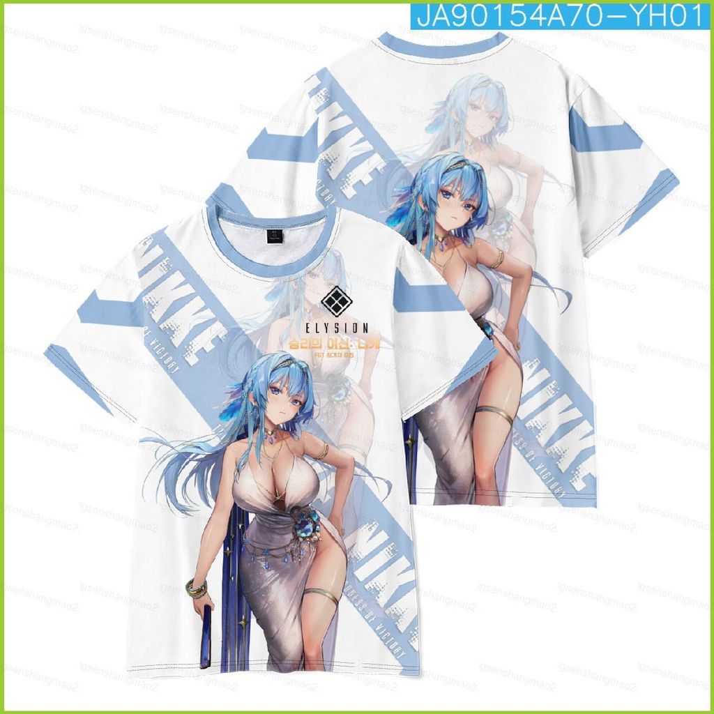 Áo thun cosplay Nikke - Nữ thần chiến thắng, vải 3D mùa hè tay ngắn